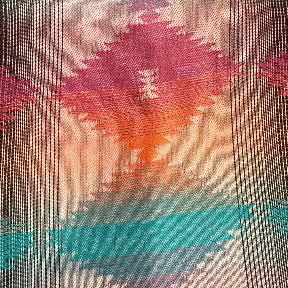 Multicolor Women’s Lightweight Fringe Spring Scarf 🧣- Teal, Orange & Pink - Picture 4 of 4